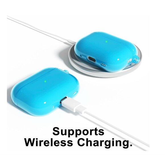 NWT Transparent NEON BLUE Silicone Case for Apple Airpods Pro 2 - Picture 7 of 11